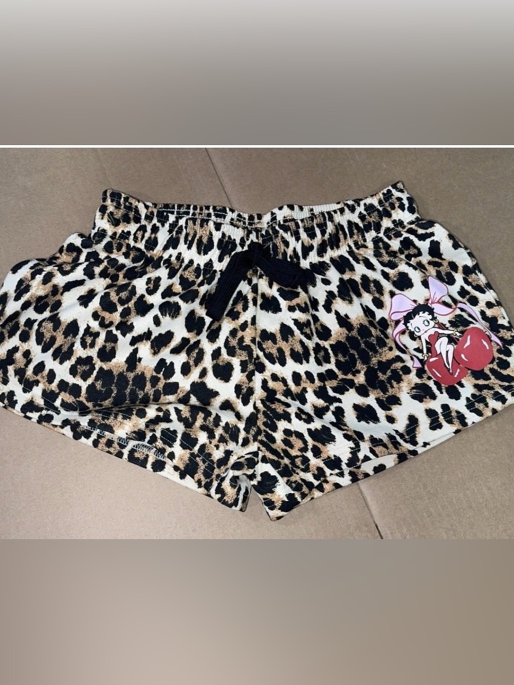 Betty Boop Leopard Print Athletic Shorts with Pink Accent
